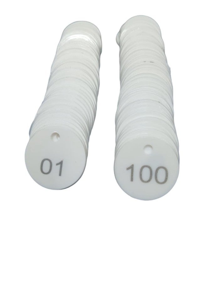 MOREL Embossed White Plastic Round Shape Token Coins 1 to 100 with Hole USE for Shop, Board Games, Stores, House, School.| - Image 1